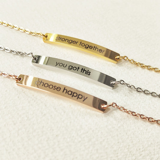 Self-Love Engraved Unisex Bar Bracelet