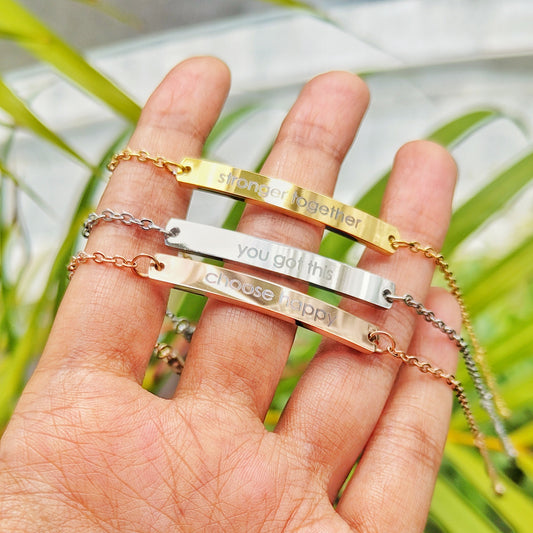 Self-Love Engraved Unisex Bar Bracelet