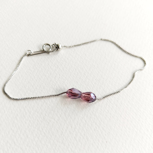 SLAY jewellery silver and plum adjustable bracelet