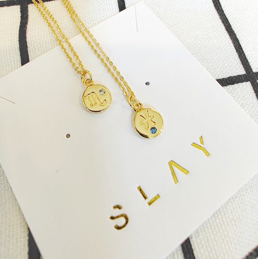 Zodiac and Birthstone Charm Necklace