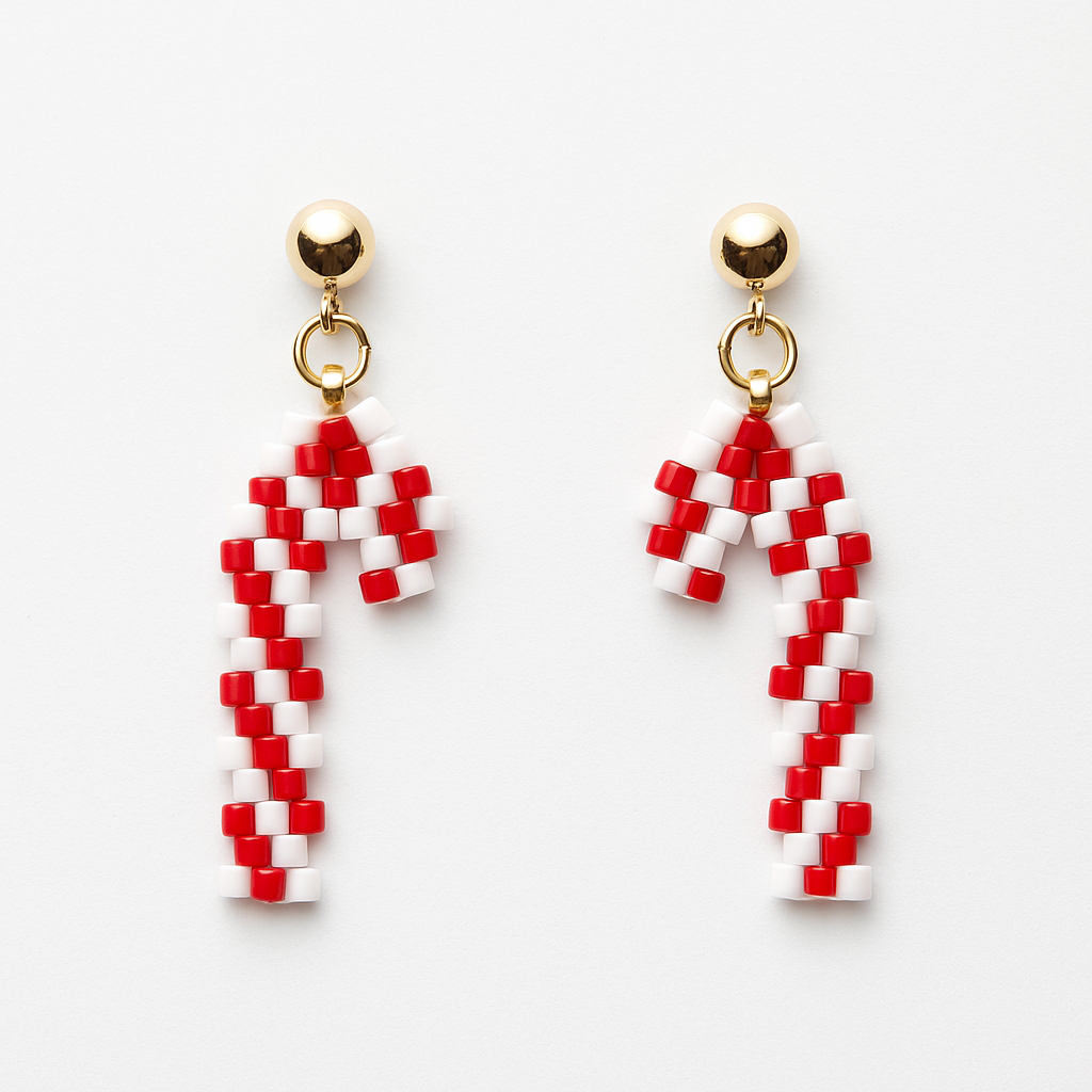 Candy Cane Beaded Charm