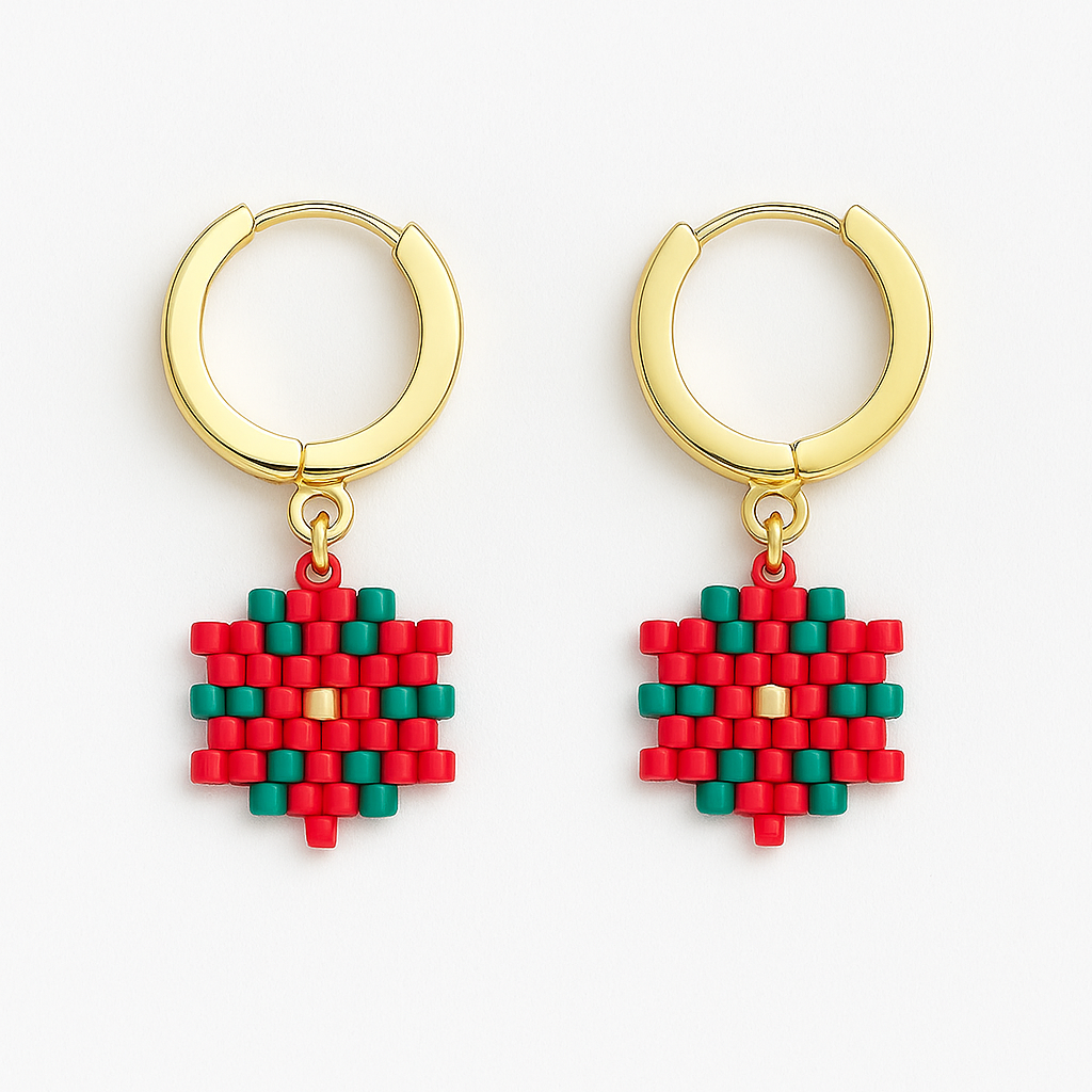 Poinsettia Beaded Charm